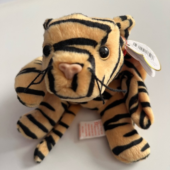 Ty Striped Tiger Plush - Tan and Black Stripes beanie baby - Picture 1 of 4